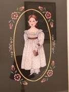 Vintage Primitive Print of Victorian Girl signed by Arlene B. Kaminsky…..15-1/2 x 17-1/2