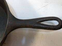 WAPAK #7  H 2 spout cast iron skillet with heat ring. #703. 9 1/2” diameter.