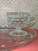 Set of (4) Whitehall Prism Cubist 9" snack plates with cups….see all pics