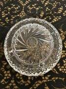 (2) exquisite crystal ashtrays…..both are 7-1/4”D