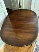 Statton TruType Americana single drawer drop leaf side table with brass casters…..does have spotting on top…..sides down 19 x 27-1/2 x 26-1/2 tall….side up 35-3/4w