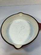 BASICS cast iron red/white enameled 6 1/2” cast iron skillet. 2 spouts