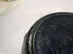Vintage Wagner Ware #3 cast iron 6” skillet with 3 notch heat ring. 2 spouts. No spin, no wobble.  6” diameter.