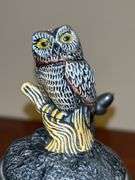 (2) very nice owl home decor items…..left is a pitcher by Fitz & Floyd and stands 8-3/4” tall (1 tiny chip on back log)…..right is an Opa’s Haus Inc. Edition owl themed stein  from The American Wildlife Stein Series (9” tall)