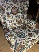 Custom upholstered Queen Anne style wing back chair…..29-1/2 x 21 x 20 tall to seat (43-1/2 tall overall)…..shows slight wear from normal use but overall in really good condition