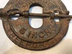 Vintage Cast iron stove pipe flue damper. 5 inch. Reversible. The Arcade Mfg. Co. Freeport, ILL.