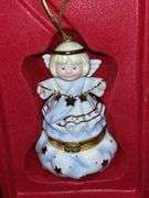 Collection of LENOX ivory and white gold trimmed Christmas items…..please see all pics…..the head of the angel Limoges-style ornament needs reattached