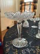 Beautiful grouping of clear, pressed and cut glass items…..there is slight chipping on some (see all pics)