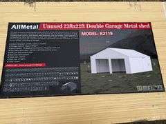 Unused 2024 AllMetal Double Garage Metal Shed, K2119