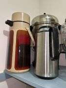 Grouping of various size and design drink dispensers, coffee makers, thermos-style dispenser and more