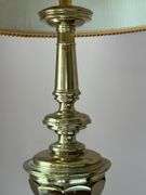 Solid brass lamp with nice pleated shade….31-1/2 tall