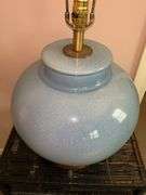 Blue urn-style ceramic base lamp (shade)……32” tall