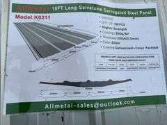 Unused 2024 AllMetal 10 ft Galvalume Corrugated , K0311