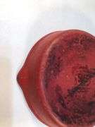 BASICS cast iron red/white enameled 6 1/2” cast iron skillet. 2 spouts