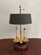 Small Hot Water Lamp in Brass on wooden stand…..18” tall