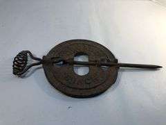 Vintage Cast iron stove pipe flue damper. 5 inch. Reversible. The Arcade Mfg. Co. Freeport, ILL.