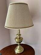 Solid brass lamp with nice pleated shade….31-1/2 tall