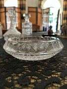 (2) exquisite crystal ashtrays…..both are 7-1/4”D