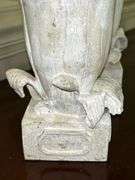 Pair of white washed resin candle holders/planters…..9-1/2” tall