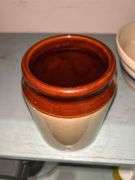 Marble rolling pin and stand, 6” tall crack and navy stripe mixing bowl (has chip)
