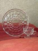 Set of (4) Whitehall Prism Cubist 9" snack plates with cups….see all pics