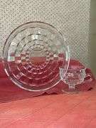 Set of (4) Whitehall Prism Cubist 9" snack plates with cups….see all pics
