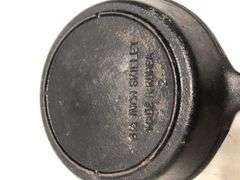 6 1/2” #2  3 notch skillet with heat ring and 2 spouts. Rounded interior surface. Made in Korea.