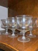 Shelf of crystal glassware……there is chipping on several…..please see all pics as I could not get one long shot of all
