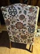 Custom upholstered Queen Anne style wing back chair…..29-1/2 x 21 x 20 tall to seat (43-1/2 tall overall)…..shows slight wear from normal use but overall in really good condition