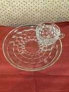 Set of (4) Whitehall Prism Cubist 9" snack plates with cups….see all pics