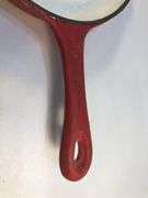 BASICS cast iron red/white enameled 6 1/2” cast iron skillet. 2 spouts