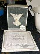Collection of LENOX ivory and white gold trimmed Christmas items…..please see all pics…..the head of the angel Limoges-style ornament needs reattached