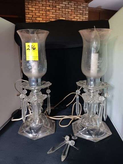 2 14" Crystal lamps..needs cleaned and a couple of crystals reattached but all there...untested image