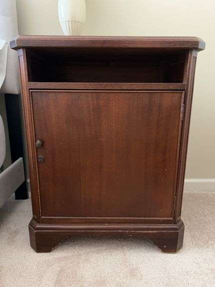 Vintage solid wood cabinet with bottom storage…..does lock but do not have key…..24 x 18 x 30-1/2 tall image