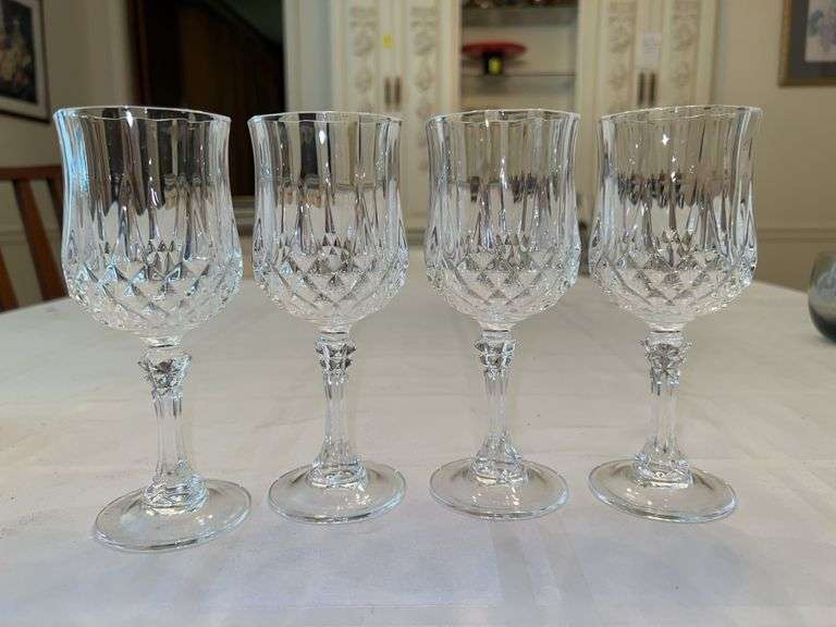 Set of (4) Cristal d'Arques France Longchamp Crystal Wine Glasses…..6-1/2” tall image