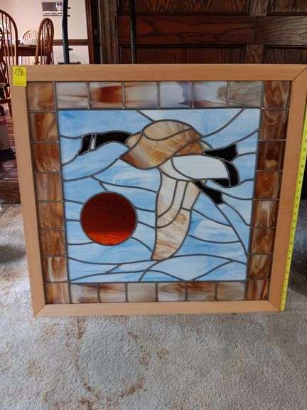 32 x 33 stain glass mallard image