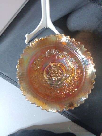Vintage Marigold Luster Imperial Carnival Glass Windmill Ruffle Edge 8" Bowl image