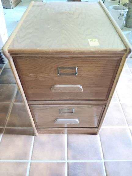 Oak file cabinet. 18x28x24d image