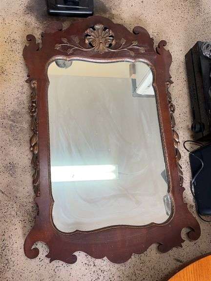 Antique decorative wall mirror…..27-1/2 x 43 tall…..needs cleaned from being in attic image