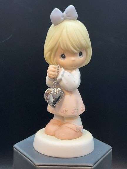2002 Precious Moments “Friends Are Held Within The Heart” bisque porcelain figurine…..5-1/2” tall image