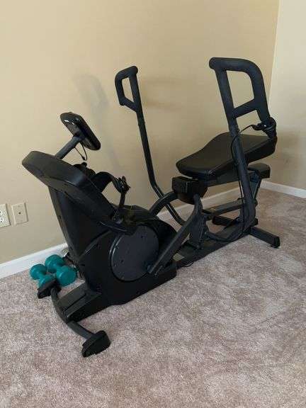 Teeter Power10 Rower with 2-Way Magnetic Resistance Elliptical Motion…..BUYER IS RESPONSIBLE FOR REMOVAL….located upstairs…..also includes various size hand weights image