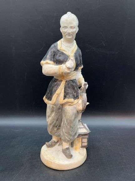Ceramic Chinese male figure in traditional Chinese attire…..13-1/2” tall image