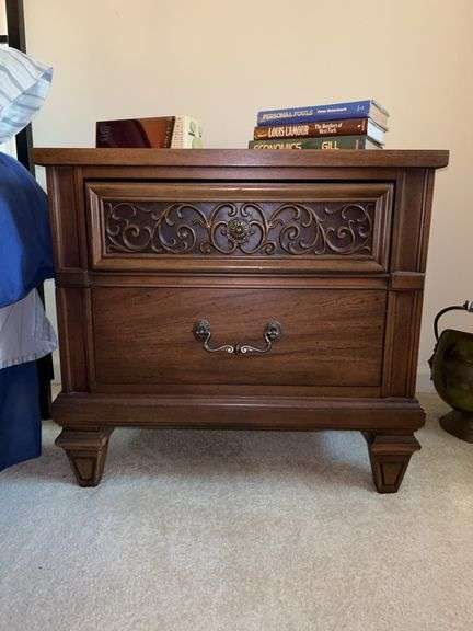 Mid-Century 2-drawer nightstand…..26-1/4 x 16 x 24 tall…..OTHER CONTENTS NOT INCLUDED image