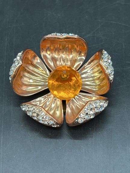 JOAN RIVERS Mogul-Style Jeweled Rhinestone Dogwood Blossom Brooch image