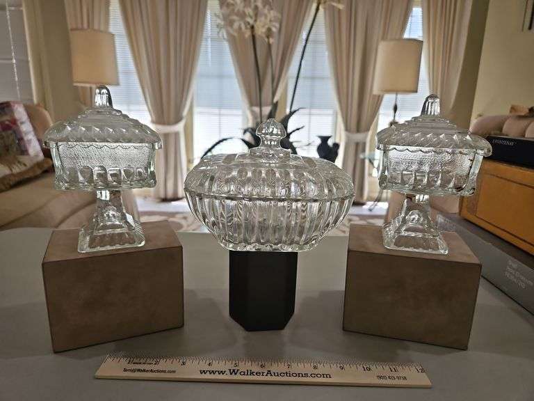 Three(3) beautiful vintage glass items SEE PICS FOR DETAILS... image