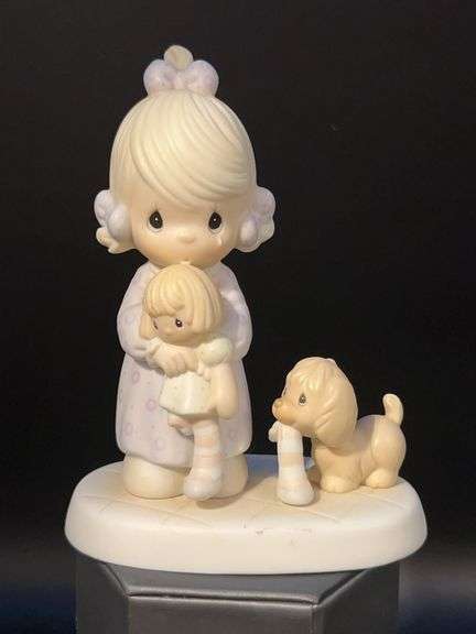 1988 Precious Moments “Something’s Missing When You’re Not Around” bisque porcelain figurine…..6” tall image