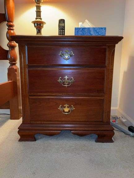 3-drawer cherry finish nightstand…..25-1/4 x 16 x 26 tall image