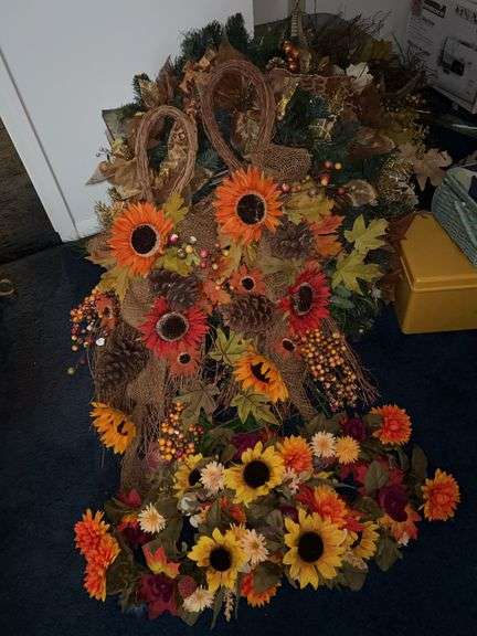 Selection of fall and Christmas artificial decor…..swags, wreaths image