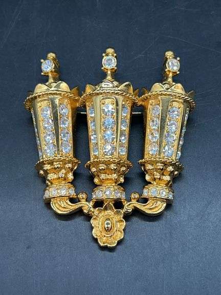 1990 Vintage Kenneth J Lane Streets of PARIS Lantern Brooch image