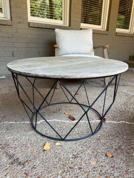 Black metal base round patio table….33”D x 18” tall image